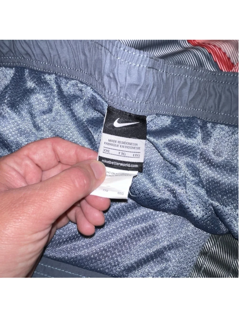 Nike Mens XXL Swim Trunks Gray Coral Red Peach Drawstring‎ Board Shorts Beach